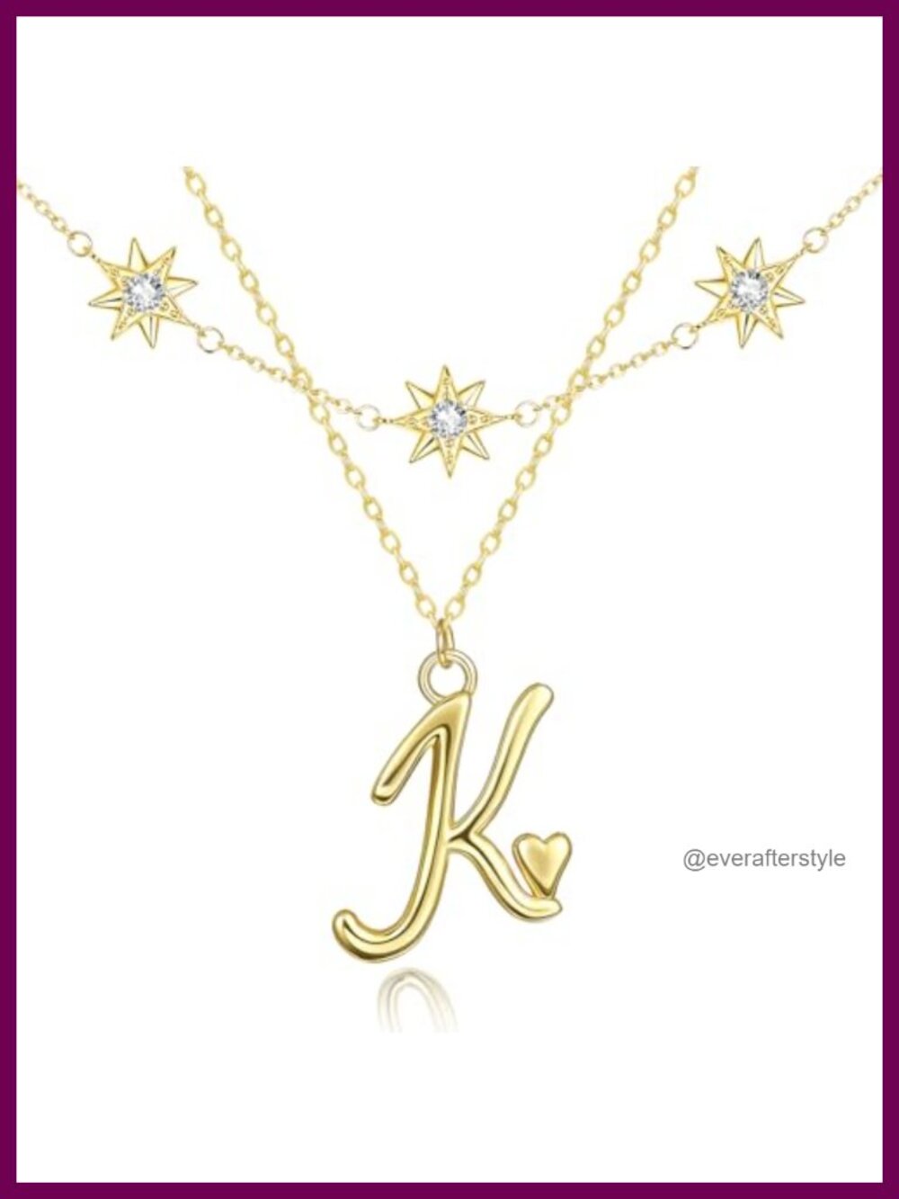 14K Gold Plated Initial Choker Necklace Layered Star Pendant